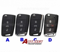 For VOLKSWAGAN GOLF7  MQB 3Button  Filp Key shell