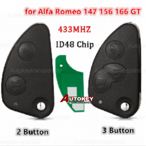 Folding Flip 2/3 Buttons Remote Car Key Combo Fob 433MHZ ID48 Chip with SIP22 Uncut Blade for Alfa Romeo 147 156 166 GT