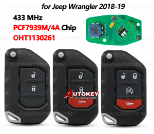 OHT1130261 68416-784AA Keyless Flip Smart Key 433MHz OEM PCF7939M Chip For 2018 2019 2020 2021 Jeep Wrangler Gladiator