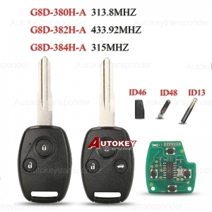 G8D-380H/382H/384H-A Remote Smart Car Key For Honda CRV Accord Odyssey Jazz 